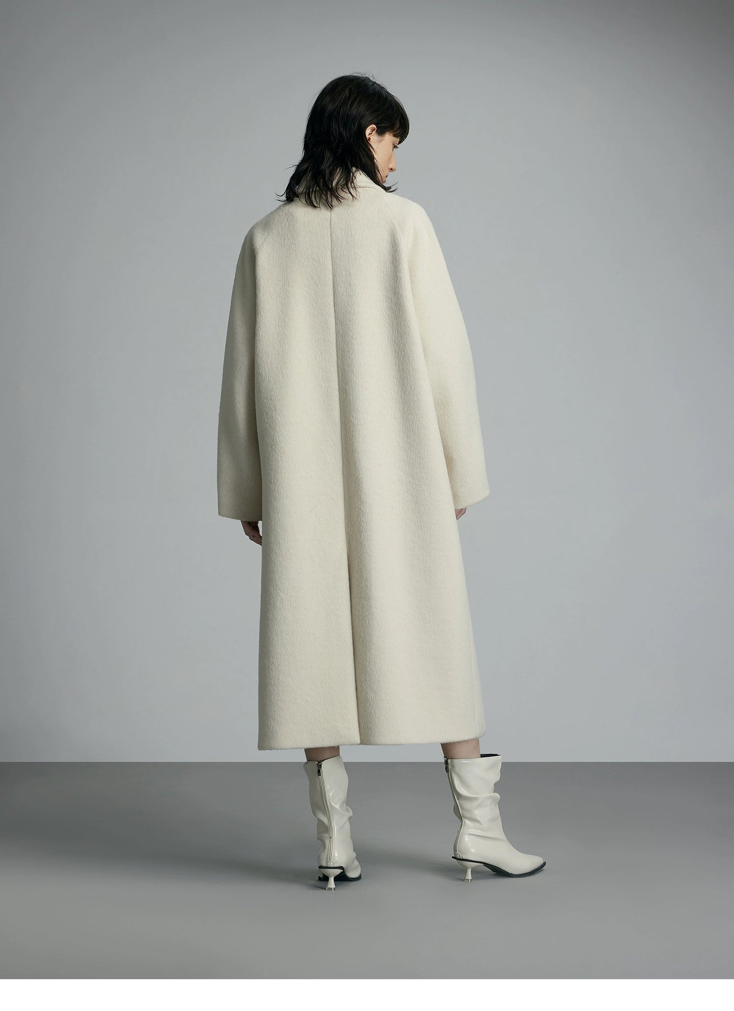 Oversized Cream Wool Winter Coat