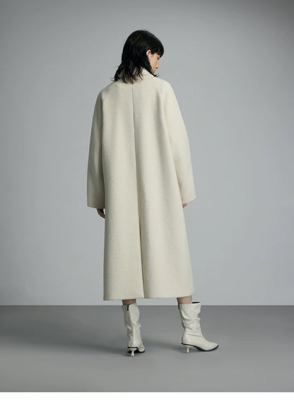 Oversized Cream Wool Winter Coat