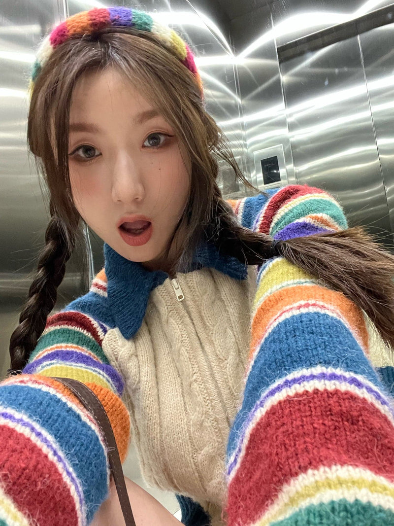 Colorful Striped Raglan Cardigan