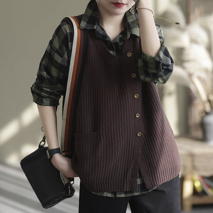 Winter Knitted Button Sleeveless Vest Waistcoat Sweater Op1017