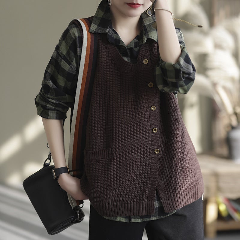 Winter Knitted Button Sleeveless Vest Waistcoat Sweater Op1017