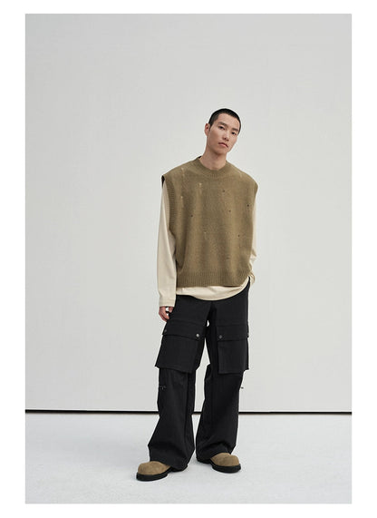 Irregular Distressed Open-knit Cardigan/vest