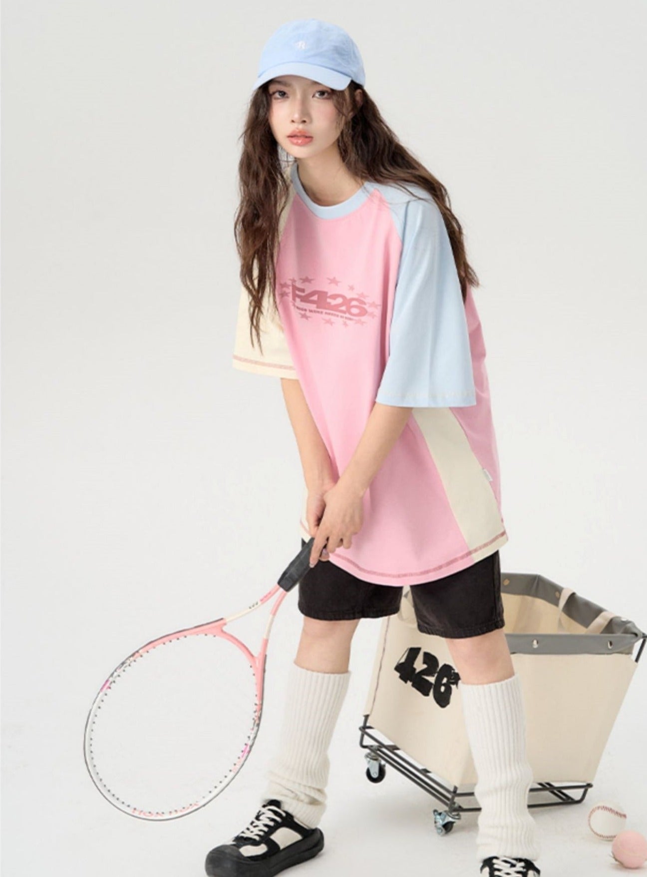Asymmetric Contrast Stitch T-shirt