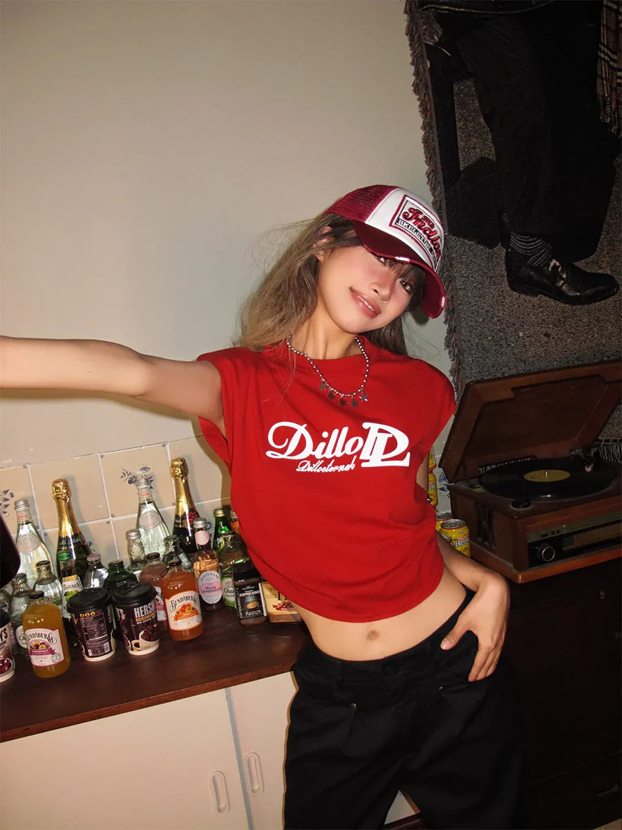 Nico Molly Retro Americana Cropped T-shirt - Red ()