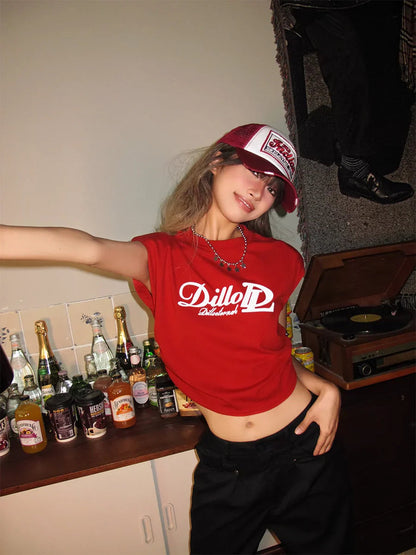 Nico Molly Retro Americana Cropped T-shirt - Red ()