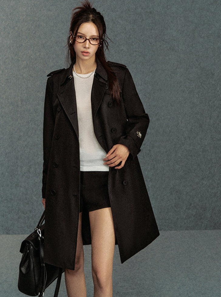 Classic Double-breasted Trench Coat: Belted Outerwear for