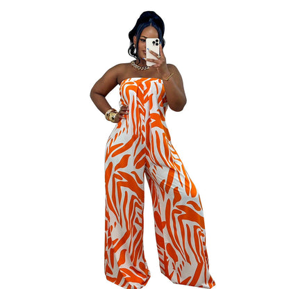 Clothing Printed Sleeveless Wide Leg Jumpsuit