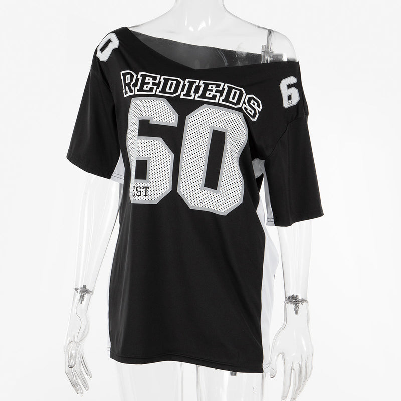 Jaidah Graphic Off-shoulder T-shirt
