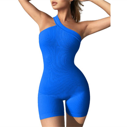 Clothing Jumpsuit Autumn Winter Thread Shoulder Sleeveless Slim Fit Hip Raise Siamese Shorts