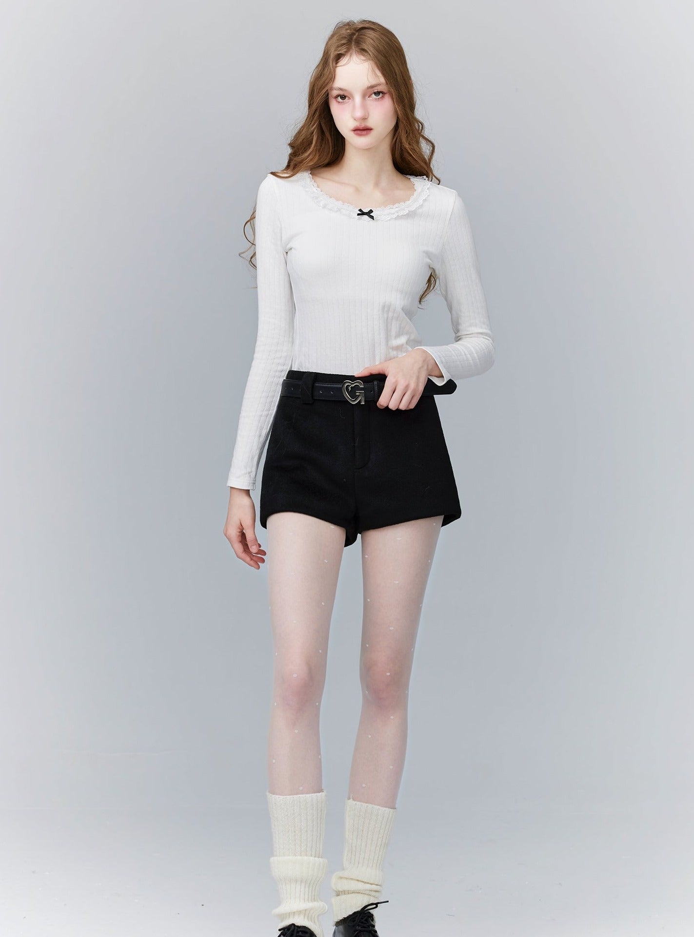 Versatile Tailored Micro Shorts: Sleek Flat-front in Ivory and Black