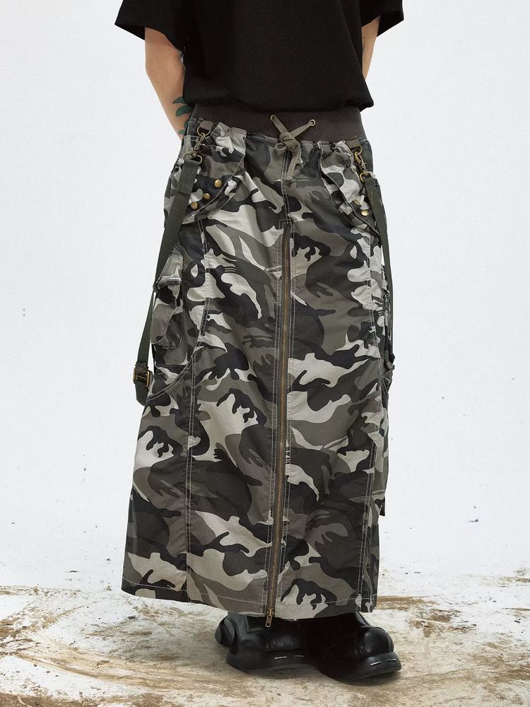 Camouflage Wide-leg Cargo Skirt