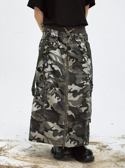 Camouflage Wide-leg Cargo Skirt