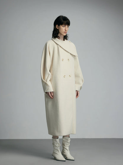 Oversized Cream Wool Winter Coat