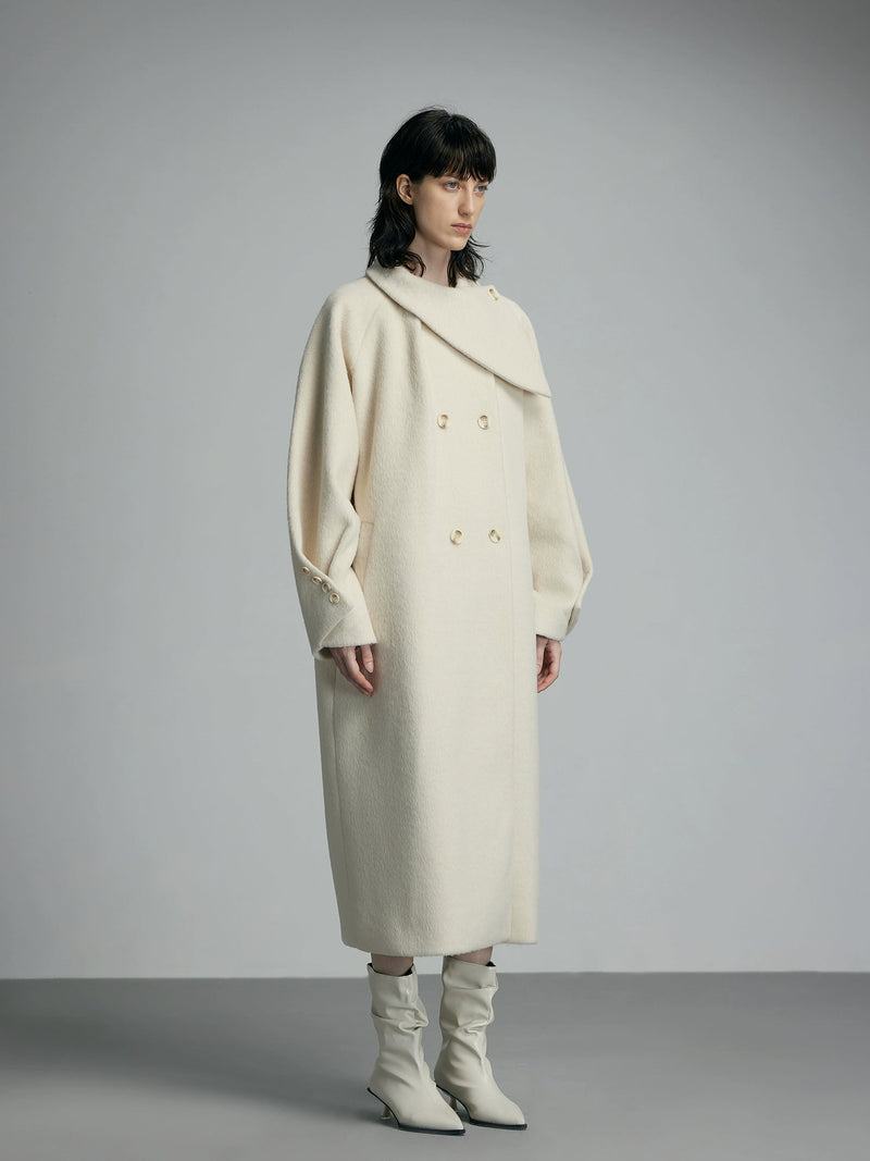 Oversized Cream Wool Winter Coat