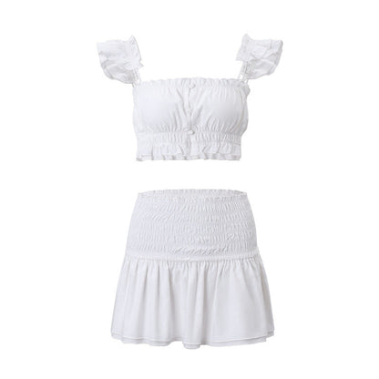 Summer Clothing Kylie Same Two Piece Suit Simple Short Vest a Line Skirt