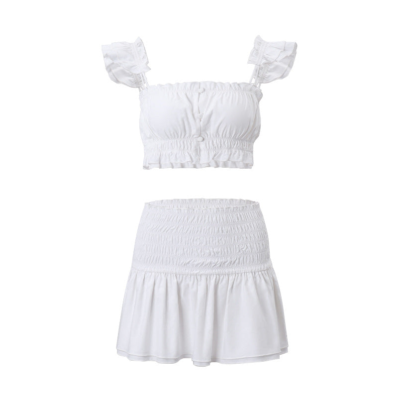 Summer Clothing Kylie Same Two Piece Suit Simple Short Vest a Line Skirt