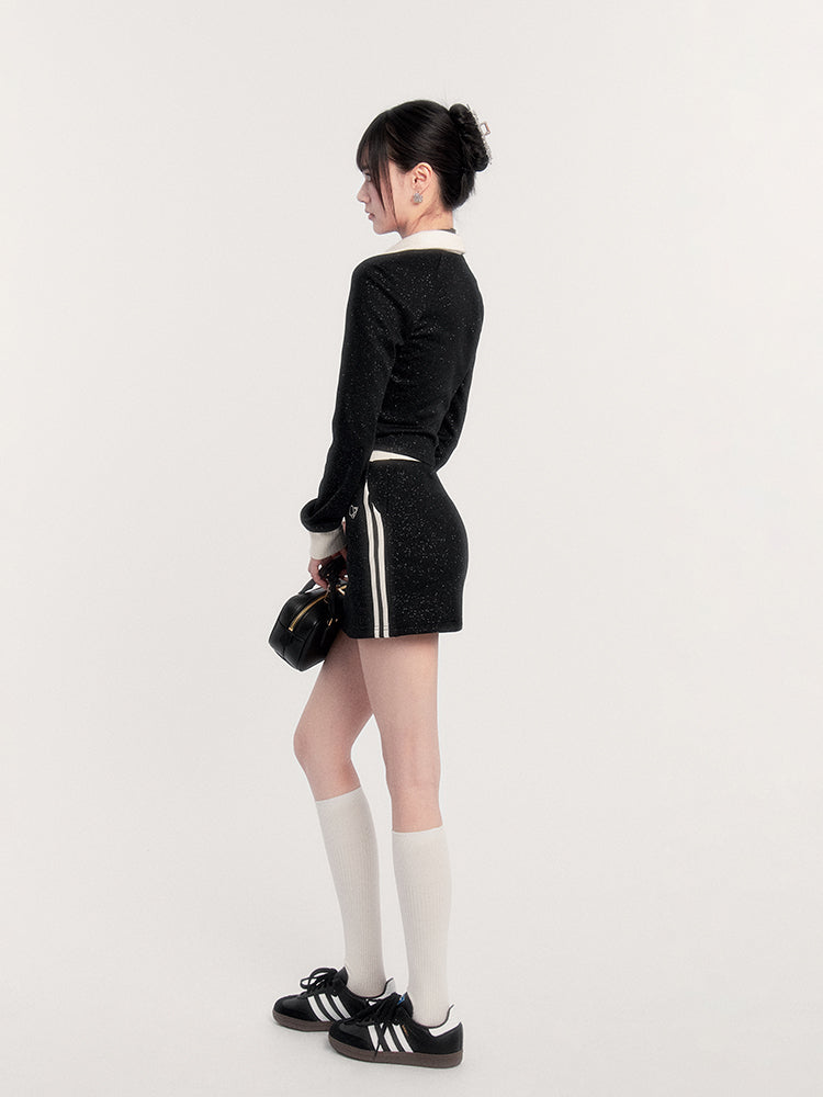 Sporty Zip Jacket/slim Skirt