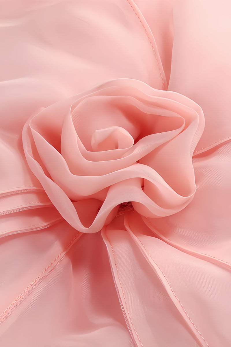 Alaya Slant Shoulder 3d Midi Dress-pink
