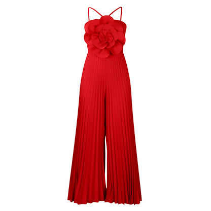 Clothing Summer Halter Three Dimensional Color Wide Leg Jumpsuit