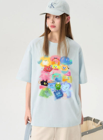 Inkjet Color Graffiti Print T-shirt