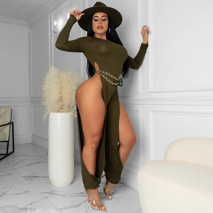 Clothing Open-leg Jumpsuit Color High-elastic Artificial Cotton Fabric Jumpsuit for