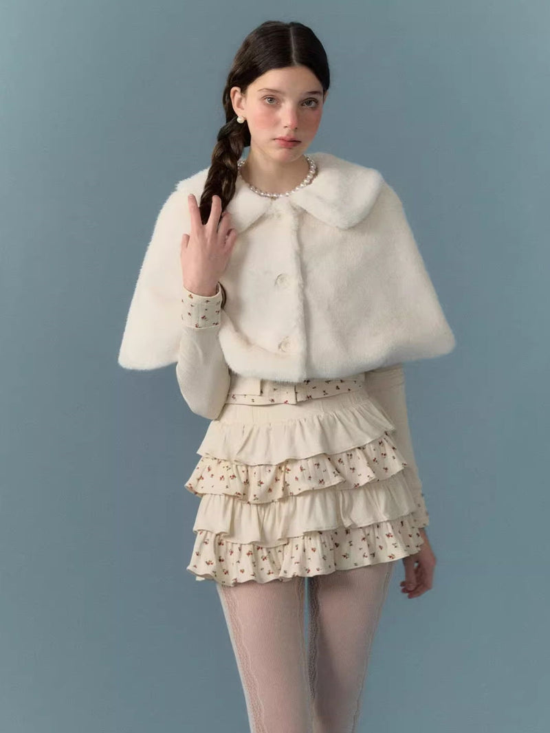 Splicing Strap Cardigan & Cake Skirt