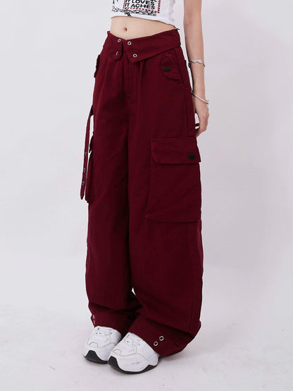 Rayohopp Ultra Wide-leg Cargo Pants - High-waisted Balloon Trousers With Multi-pocket Design (multiple Colors)