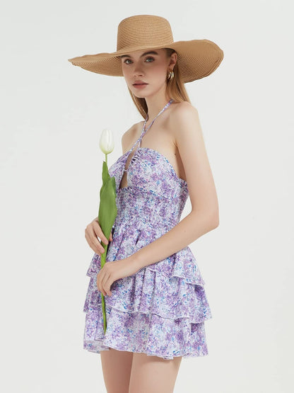 Strapless Lace-up Waist Mini Dress