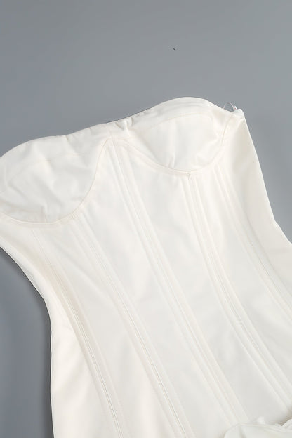 Mirabel White Strapless Flower Mini Dress