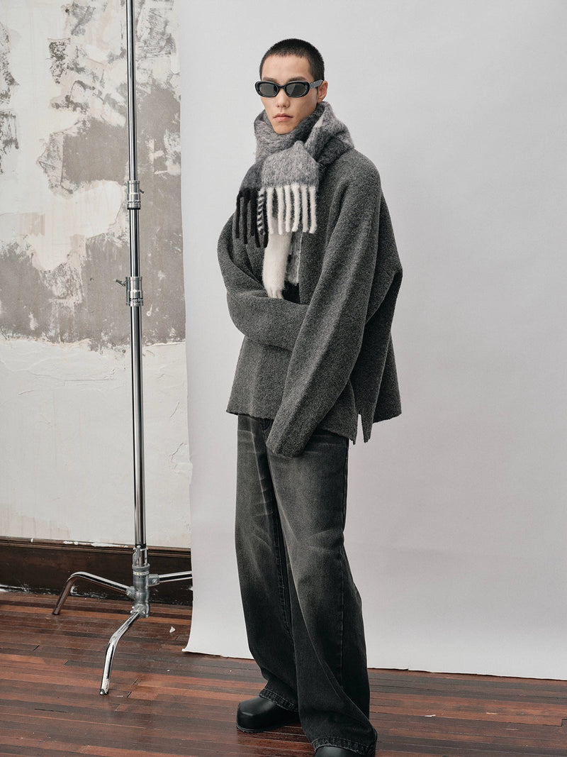 Straight-cut Oversized Crew Neck Sweater