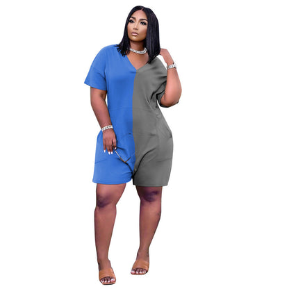 Summer Loose Contrast Color Romper