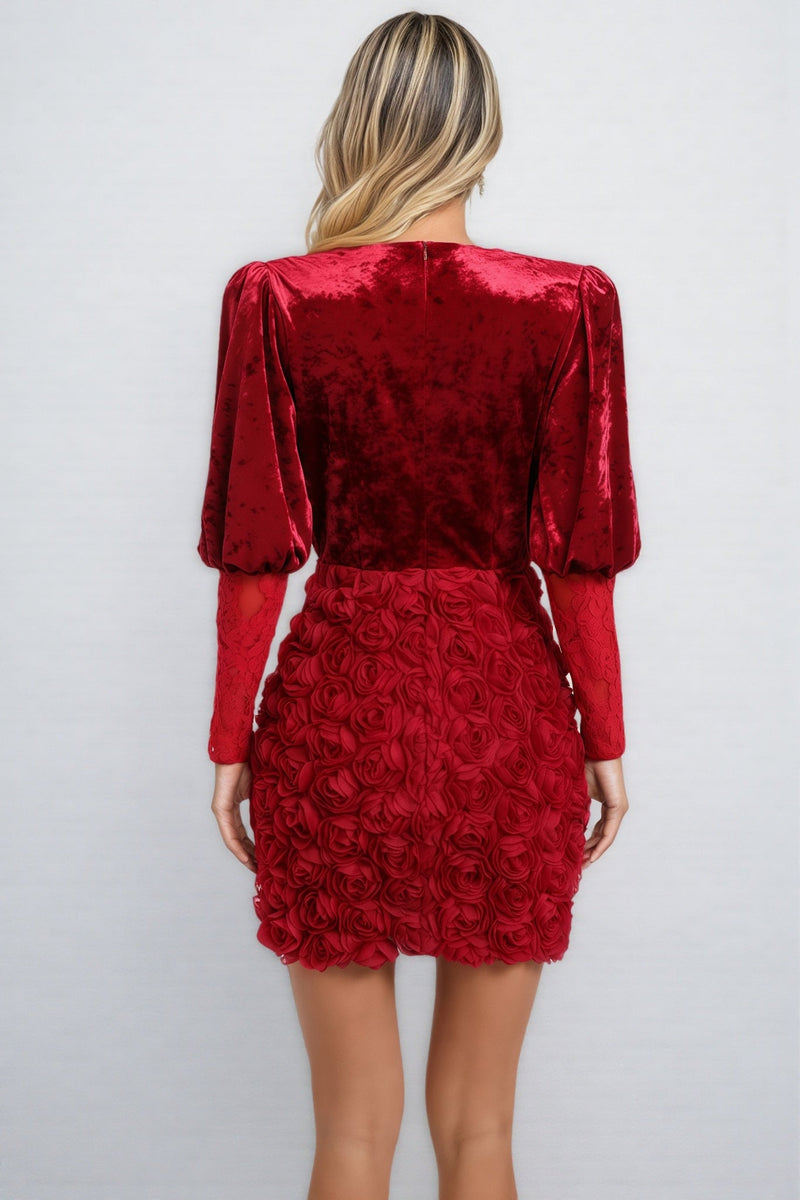Dax 3d Long Sleeve Mini Dress