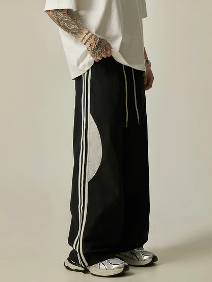 Wide-leg Contrast Stripe Track Pants
