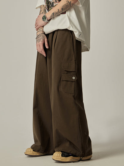 Gray Wide Cargo Combat Pants