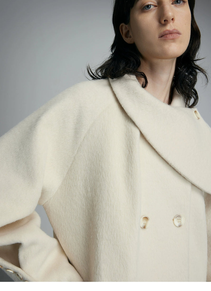 Oversized Cream Wool Winter Coat