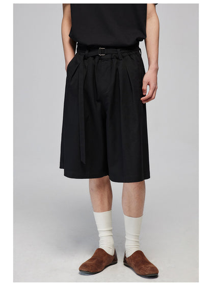Pleated Bermuda Shorts With Belt