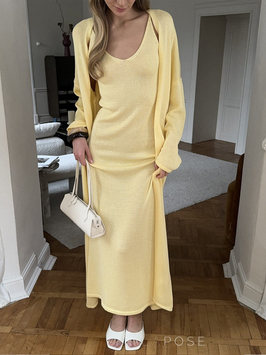Zissy Knit Dress & Cardigan Set