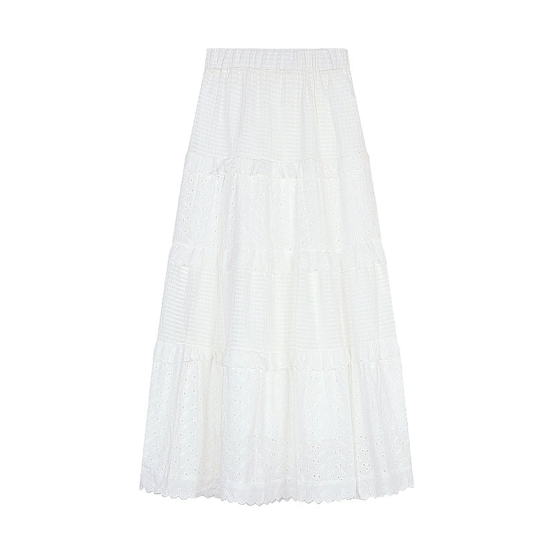 Aaralyn Tiered Lace Midi Skirt