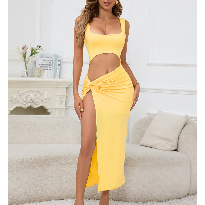 Clothing Maxi Dress Suspender Color Hollow Out Cutout Out Cropped Dress