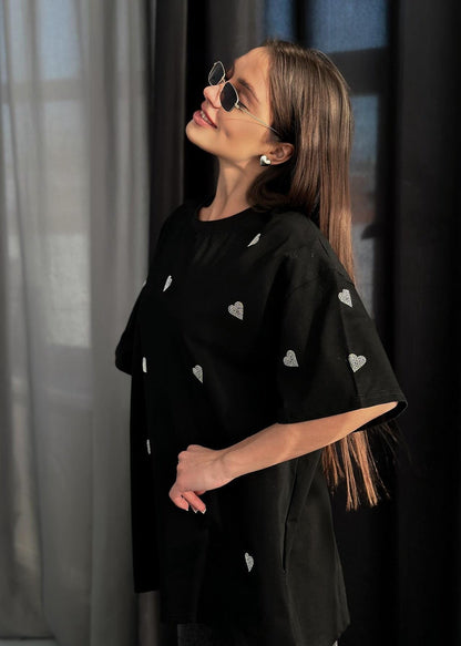 Sparkling Hearts Oversized T-shirt