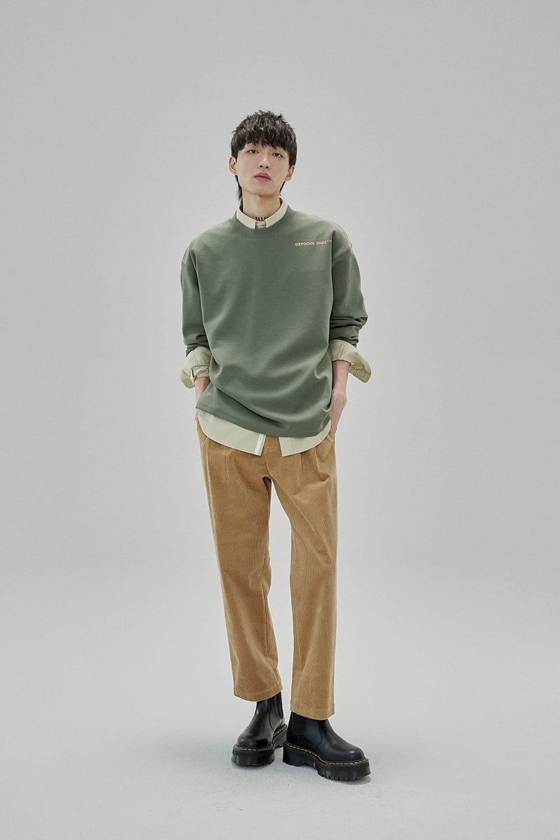 Wide Waist Tab Double-pleated Relaxed Cropped Pants