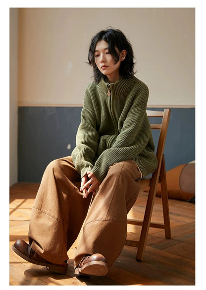 Octopusme Chunky Knit Zip-up Cardigan
