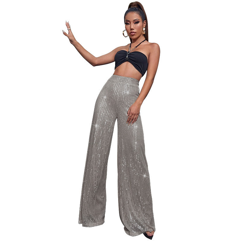 Sequined Loose Drape Pants