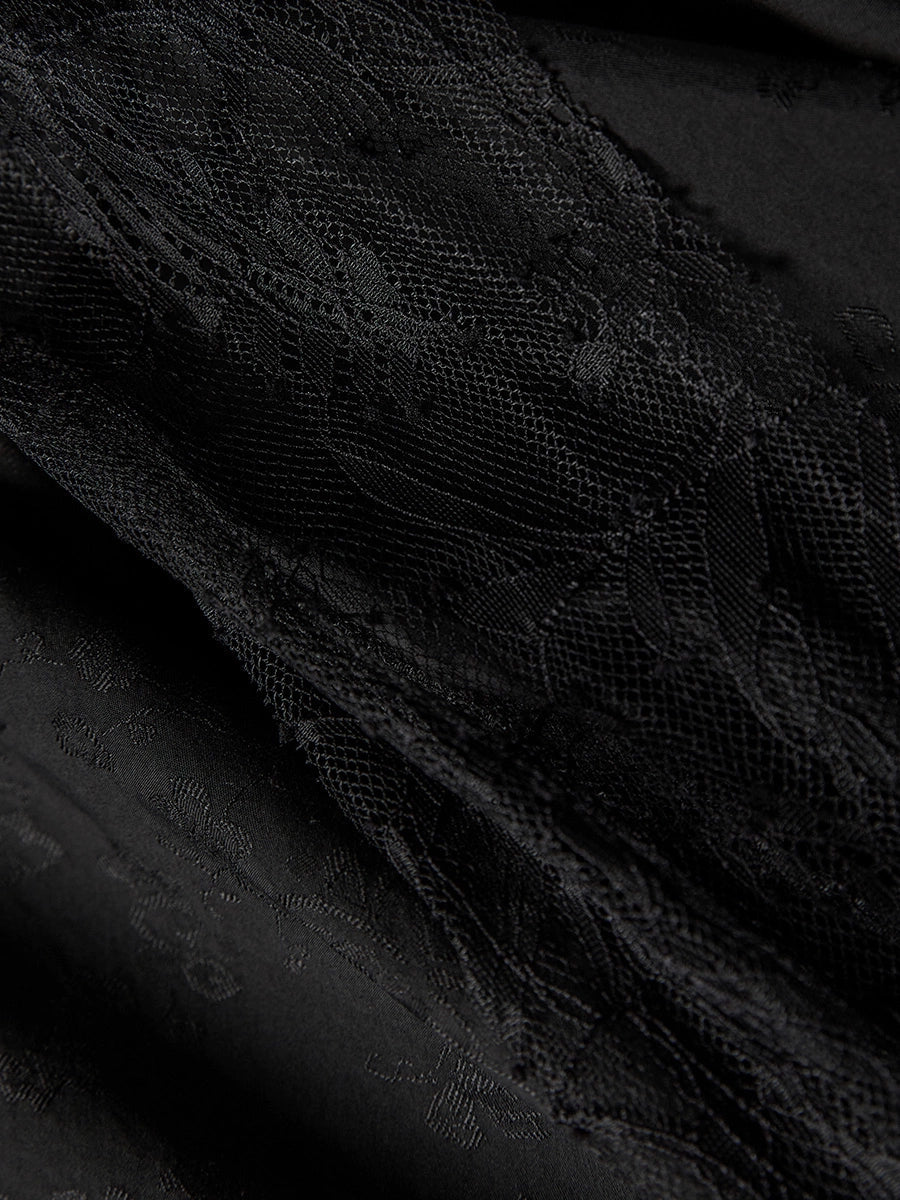 Embroidered Dark Irregular Maxi Skirt