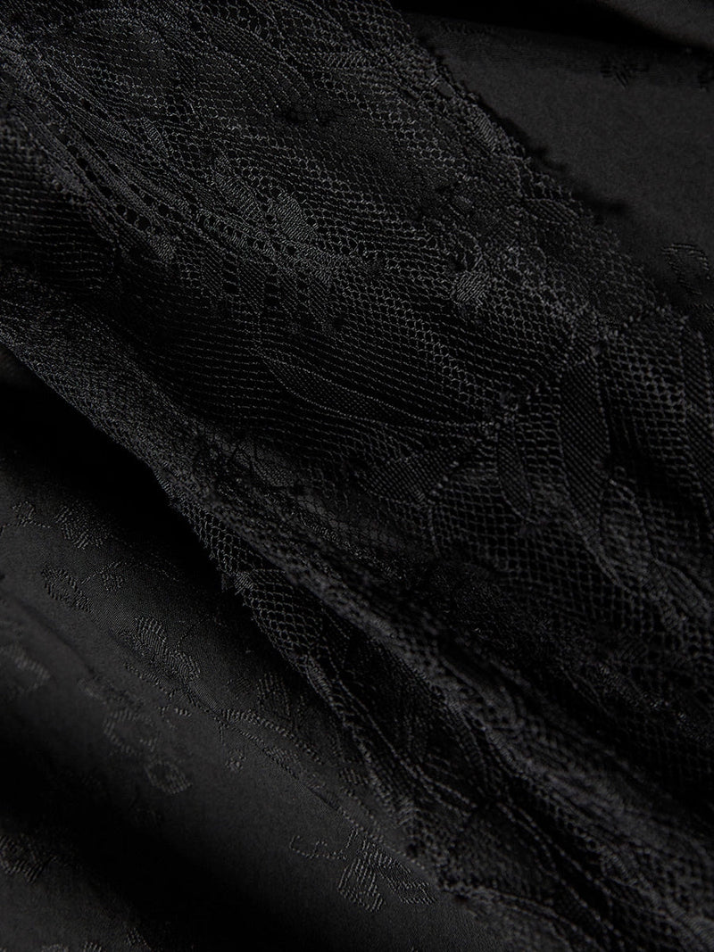 Embroidered Dark Irregular Maxi Skirt
