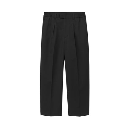 Semi-elastic Waist Wide-leg Cropped Pants