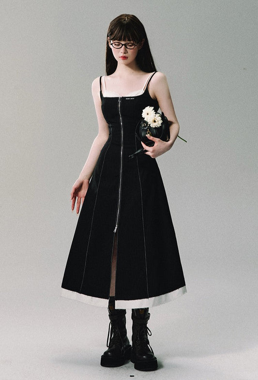 Zip Front Corset Midi Dress