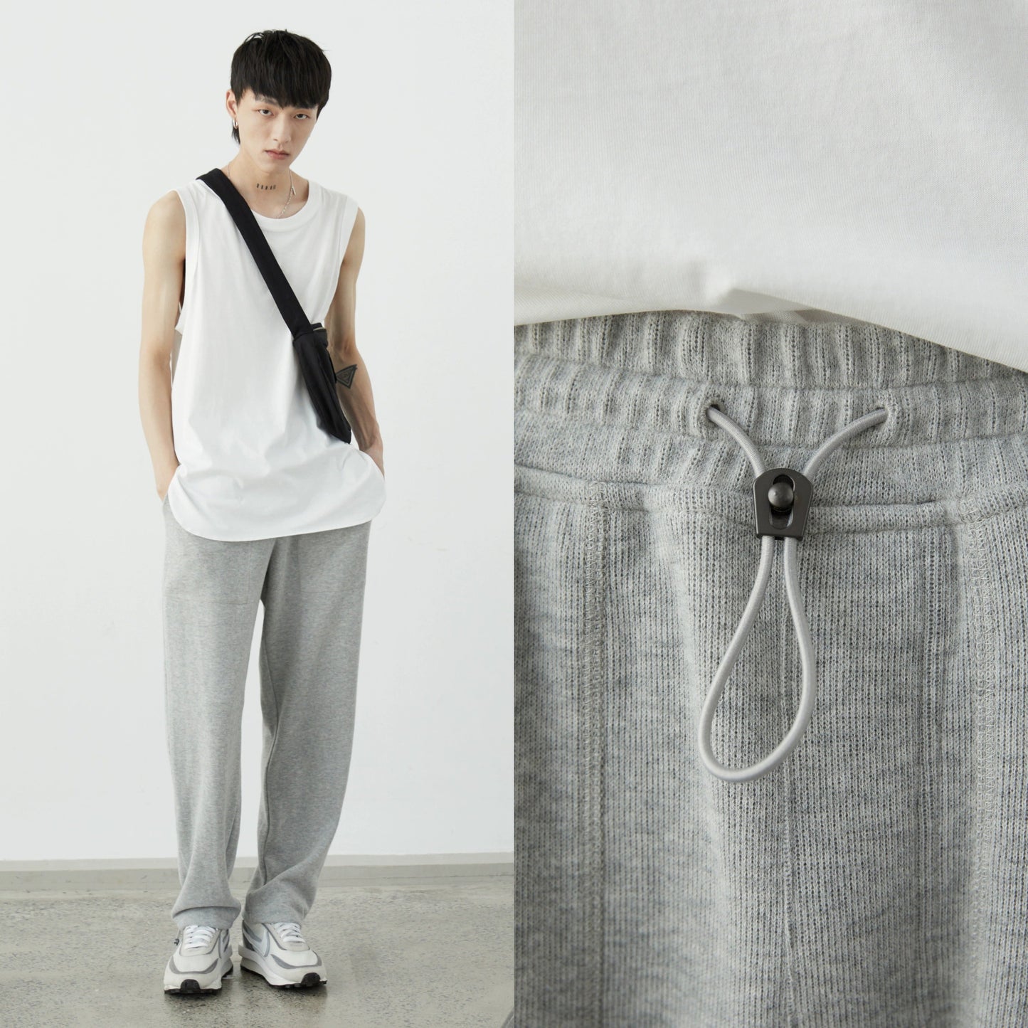 Drawstring Wide-leg Athletic Pants