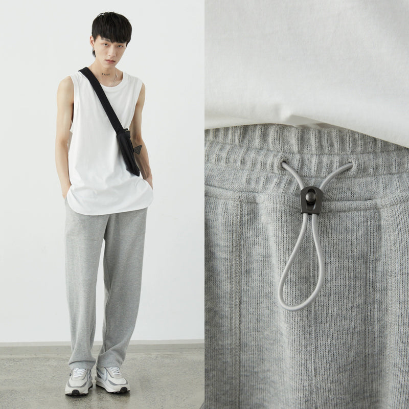 Drawstring Wide-leg Athletic Pants