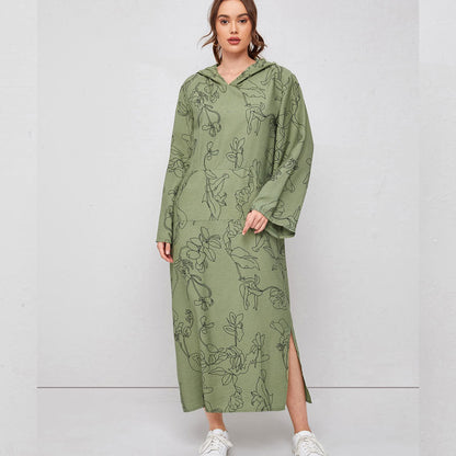Middle East Sweater Hooded Dress Loose Office Socialite Dress